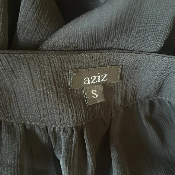 Aziz Sheer Blouse with Gem Neckline Large 3/4 Sleeves SM171 - Picture 6 of 7